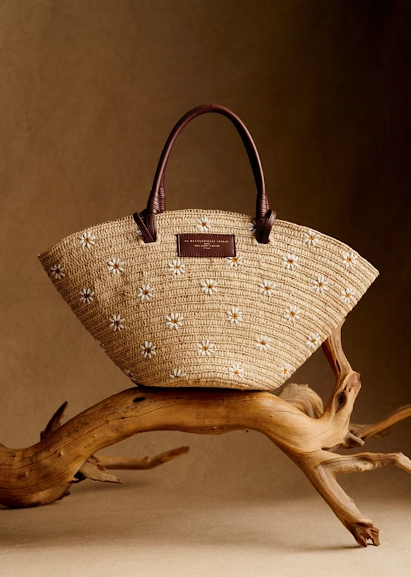 Justine Basket Bag - Embroidered Flowers 1 Justine Basket Bag - Embroidered Flowers