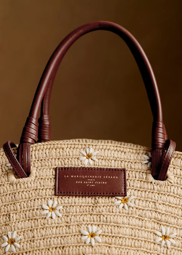 Justine Basket Bag - Embroidered Flowers 2 Justine Basket Bag - Embroidered Flowers