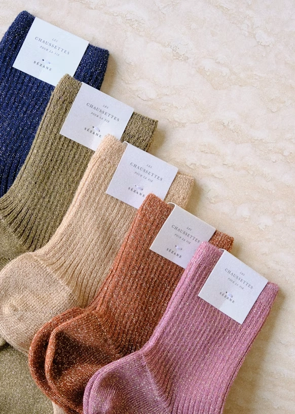 Lurex Socks - Kaki Green