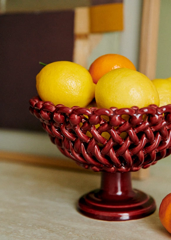 Tall pedestal dish - Maison Pichon Bowl - Burgundy