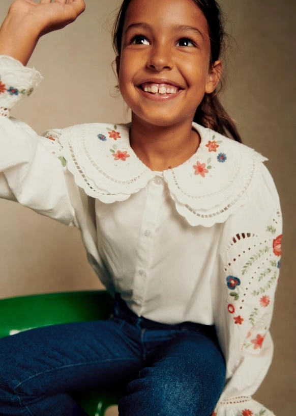 Camisa Gloria - Crudo / bordados multicolores
