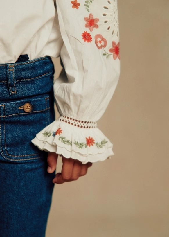 Camisa Gloria - Crudo / bordados multicolores