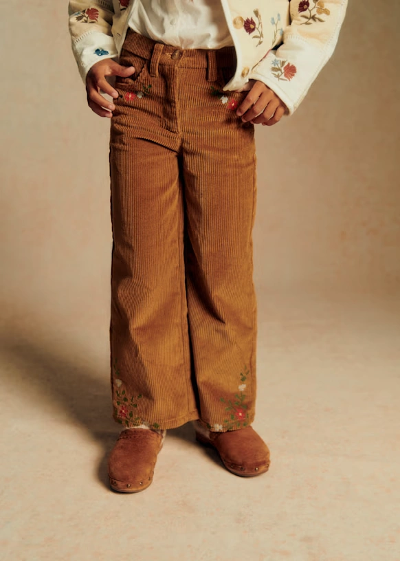 Pantalón Le Wide Leg - Petit Sézane x Baziszt - Jardín fondo beige