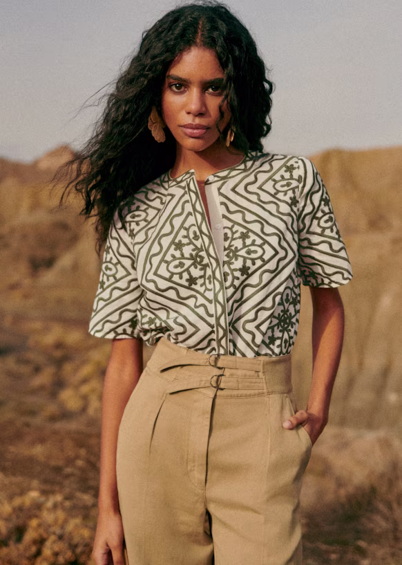Luvia Shirt - Green Ecru