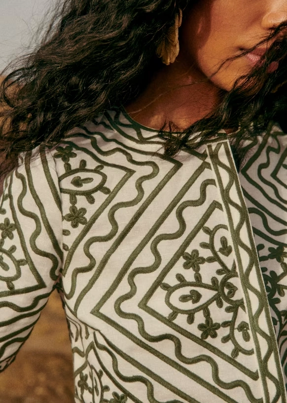 Luvia Shirt - Green Ecru