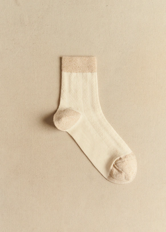Bianca Socks - Ecru/ Gold
