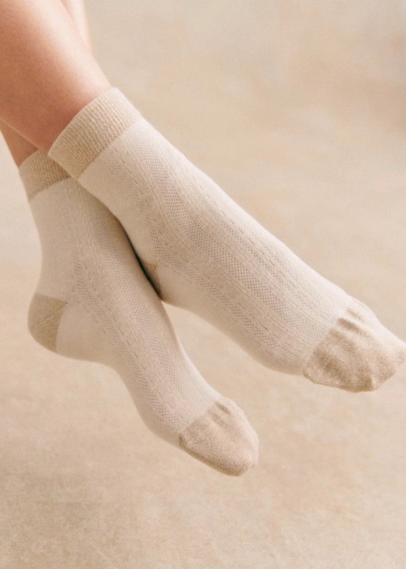 Bianca Socks - Ecru/ Gold