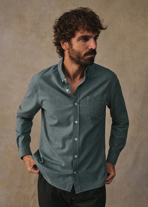 Camisa Charlie Franela - Azul Arcilla 3 Camisa Charlie Franela - Azul Arcilla