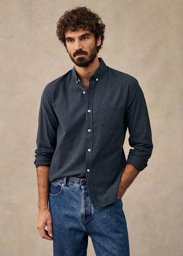 Camisa Charlie Franela - Azul Arcilla 34 Camisa Charlie Franela - Azul Arcilla