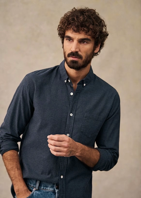 Camisa Charlie Franela - Azul Arcilla 36 Camisa Charlie Franela - Azul Arcilla