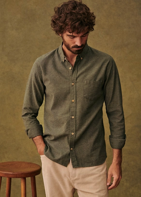 Camisa Charlie Franela - Azul Arcilla 45 Camisa Charlie Franela - Azul Arcilla
