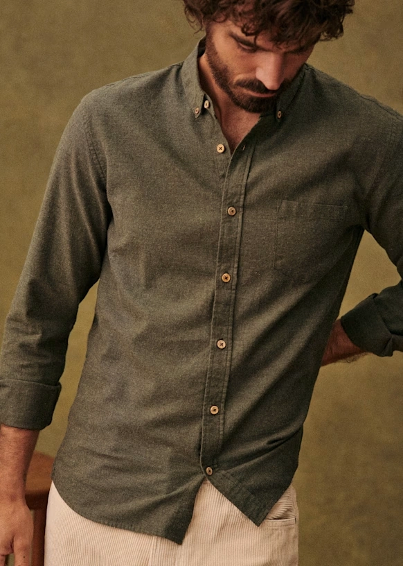 Camisa Charlie Franela - Azul Arcilla 46 Camisa Charlie Franela - Azul Arcilla