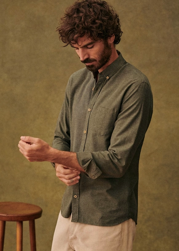 Camisa Charlie Franela - Azul Arcilla 47 Camisa Charlie Franela - Azul Arcilla