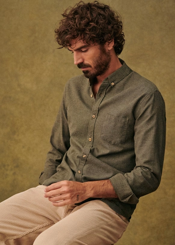 Camisa Charlie Franela - Azul Arcilla 48 Camisa Charlie Franela - Azul Arcilla