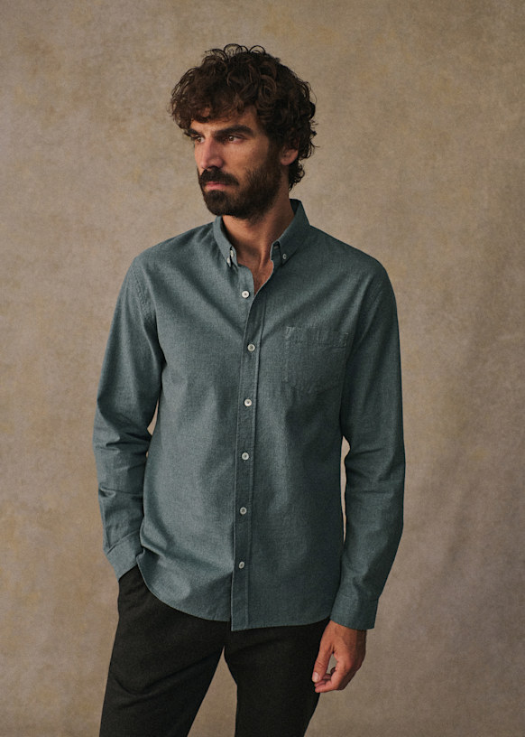Camisa Charlie Franela - Azul Arcilla 5 Camisa Charlie Franela - Azul Arcilla