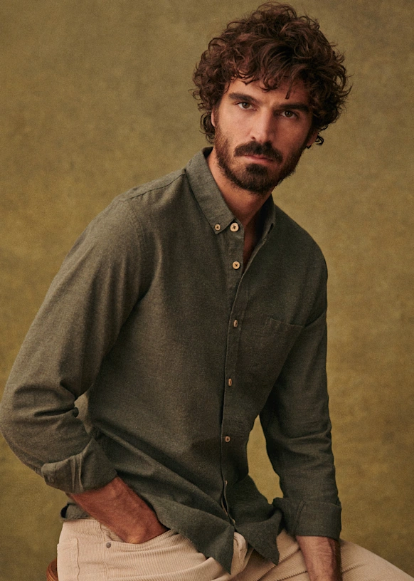 Camisa Charlie Franela - Azul Arcilla 50 Camisa Charlie Franela - Azul Arcilla