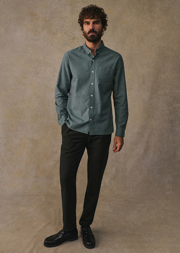 Camisa Charlie Franela - Azul Arcilla 6 Camisa Charlie Franela - Azul Arcilla