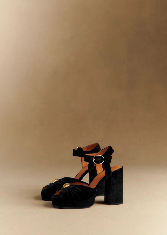 High Marjolaine Sandals - Black Velvet