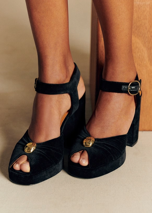 High Marjolaine Sandals - Black Velvet