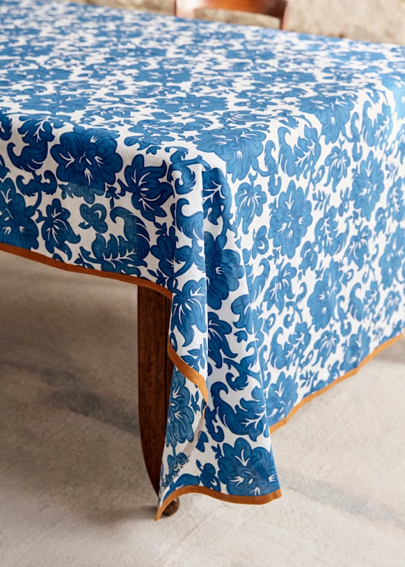 Printed Tablecloth - Blue Crosses