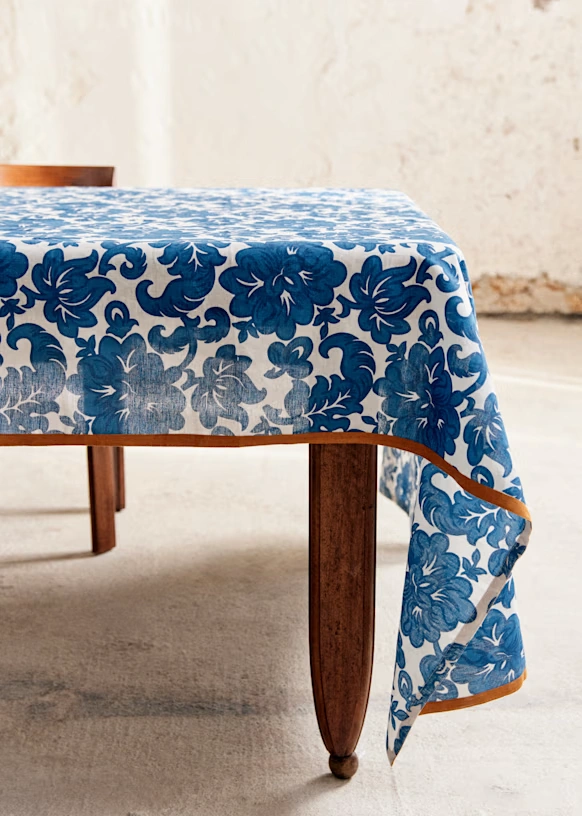 Printed Tablecloth - Blue Crosses
