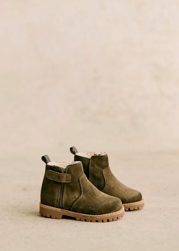 Elio Mid Boots - Khaki / fur-lined