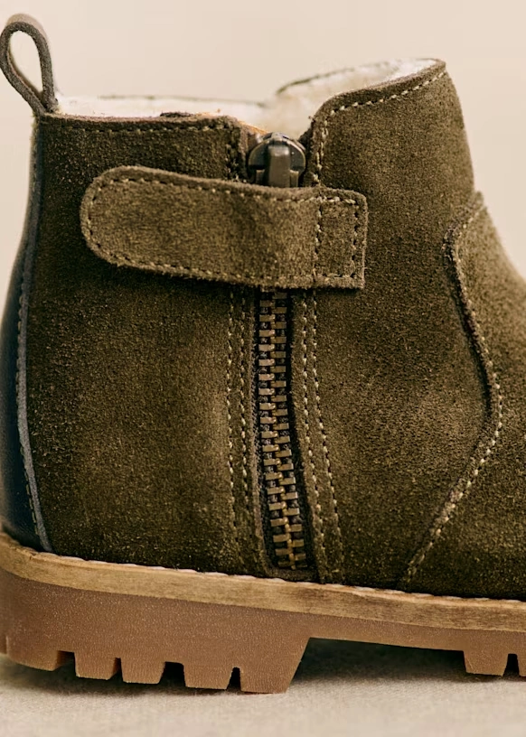 Elio Mid Boots - Khaki / fur-lined