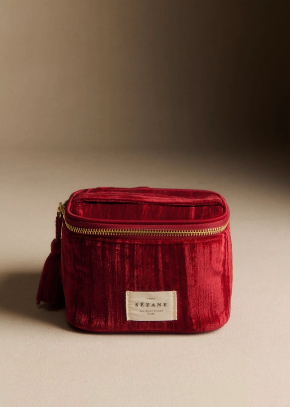 Mini Vanity case crushed velvet - Red