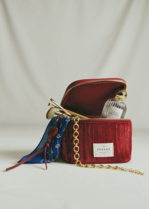 Mini Vanity case crushed velvet - Red