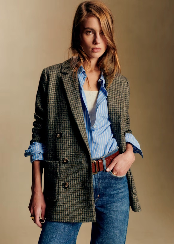 Michele Jacket - Moss Green Houndstooth