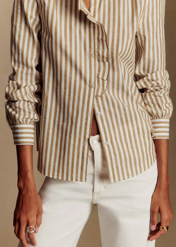 Camisa Chlo - Rayas crudo camel