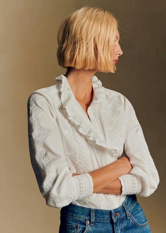 Camisa Chlo - Encaje Colocadas Crudo