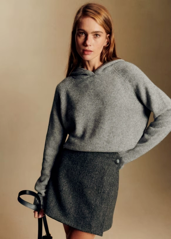Falda Laure - Espiga gris 1 Falda Laure - Espiga gris