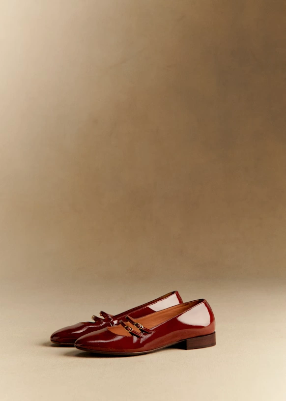 Ninon Low Ballerinas - Patent Mahogany