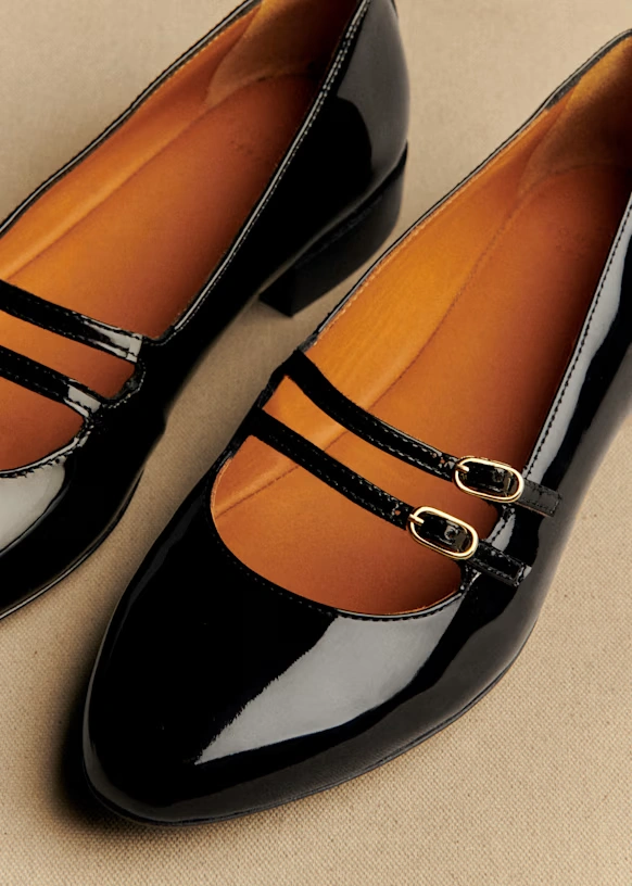Ninon Low Ballerinas - Patent Mahogany
