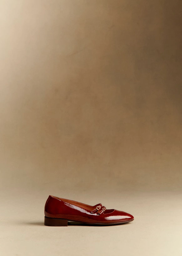 Ninon Low Ballerinas - Patent Mahogany