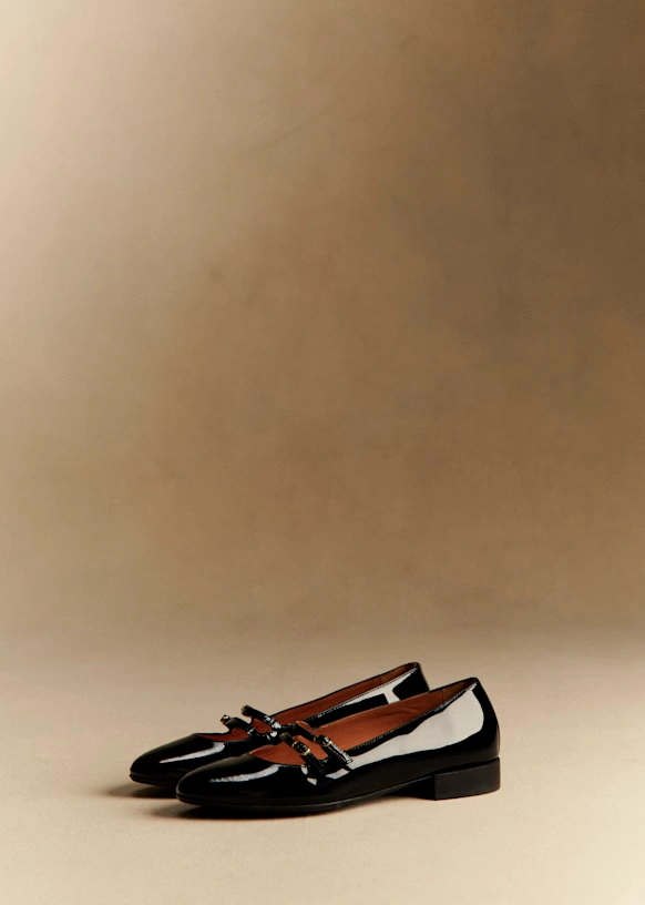 Ninon Low Ballerinas - Patent Mahogany