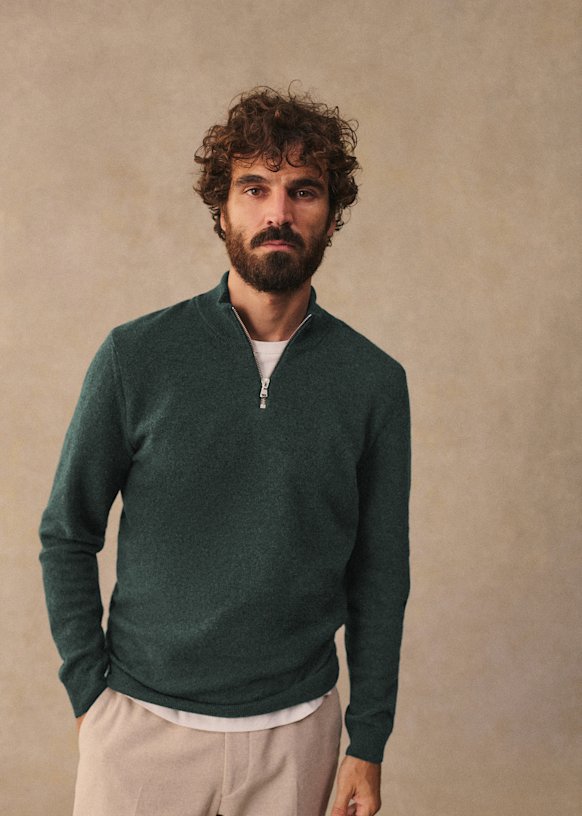 Matthis Sweater - Dark Mottled Green 1 Matthis Sweater - Dark Mottled Green
