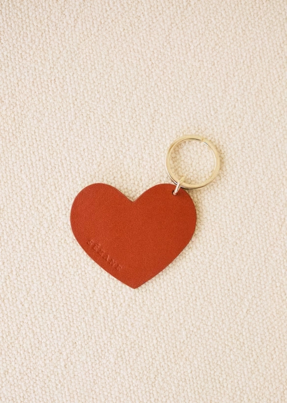 Heart Keychain - "Make a wish" Brown