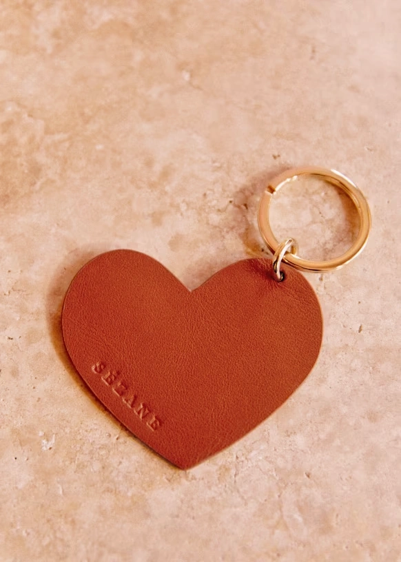Heart Keychain - "Make a wish" Brown