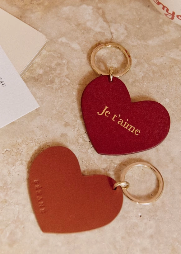 Heart Keychain - "Make a wish" Brown