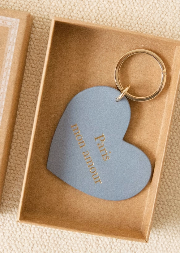 Heart Keychain - "Make a wish" Brown