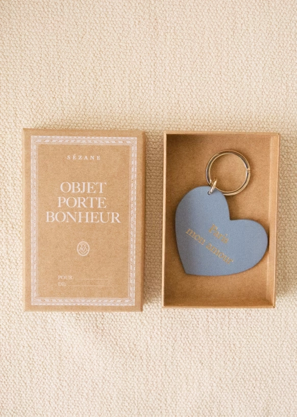 Heart Keychain - "Make a wish" Brown