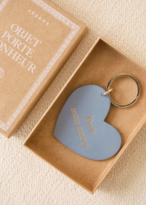 Heart Keychain - "Make a wish" Brown