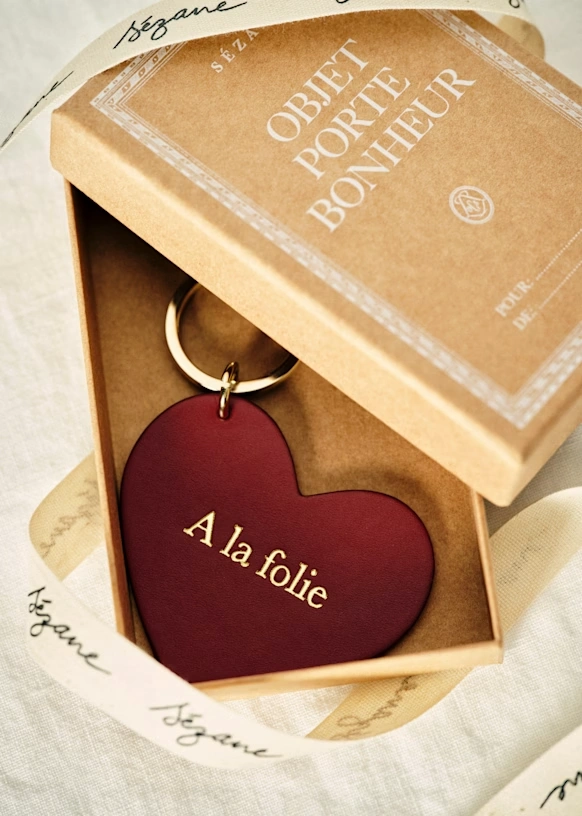Heart Keychain - "Make a wish" Brown