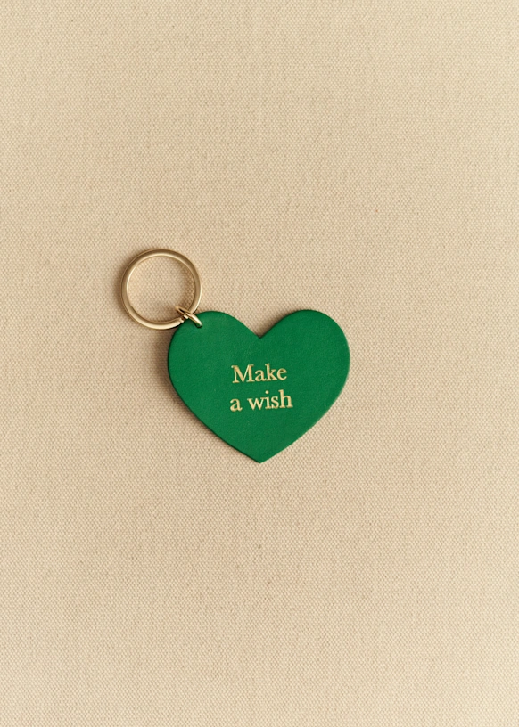 Heart Keychain - "Make a wish" Brown