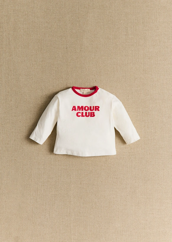 Amour club Bébé T-Shirt - Ecru / Red