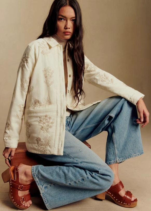 Will Jacket - Sézane x Baziszt - Beige with Primrose Ecru Embroidery