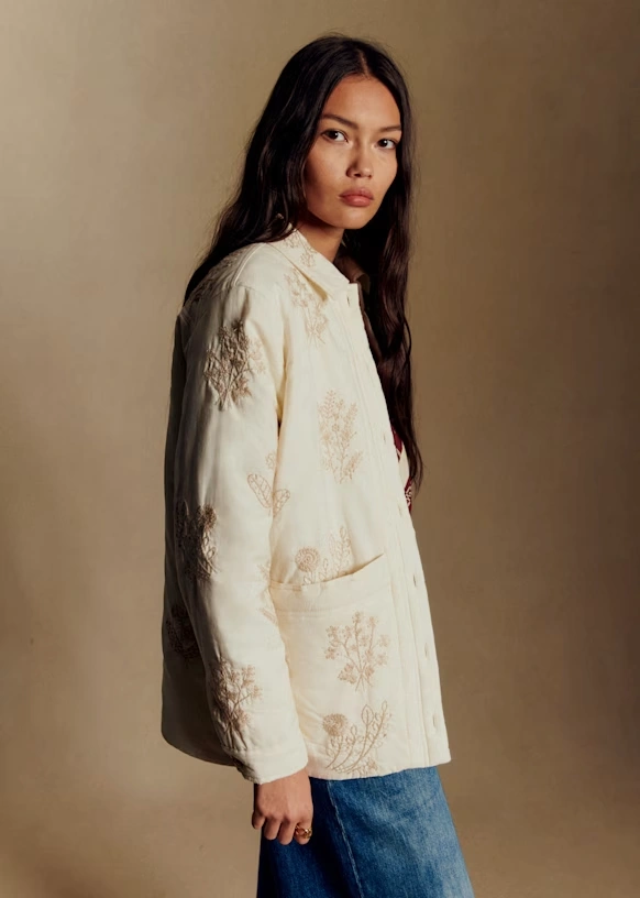 Will Jacket - Sézane x Baziszt - Beige with Primrose Ecru Embroidery