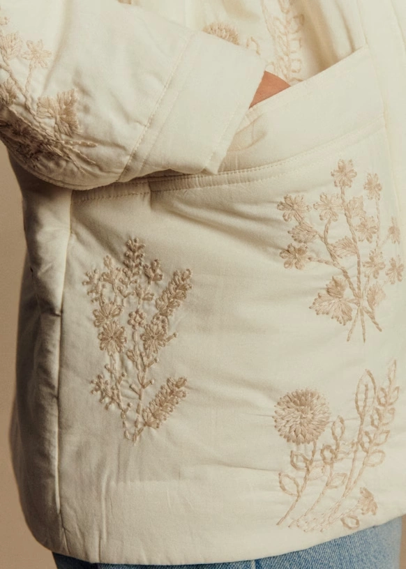 Will Jacket - Sézane x Baziszt - Beige with Primrose Ecru Embroidery
